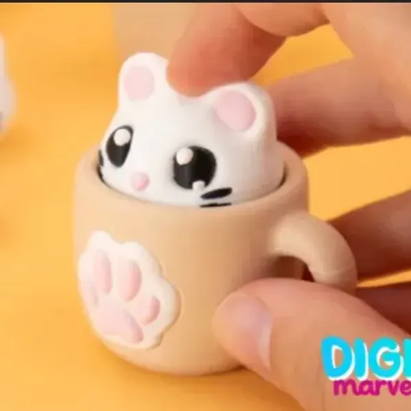 Cup Kitty Clicker keychain